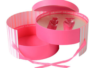 Ribbon Magnetic Door Open Custom Luxury Rigid Cylinder Cardboard Skin Care Set Packaging Ramadan Gift Box